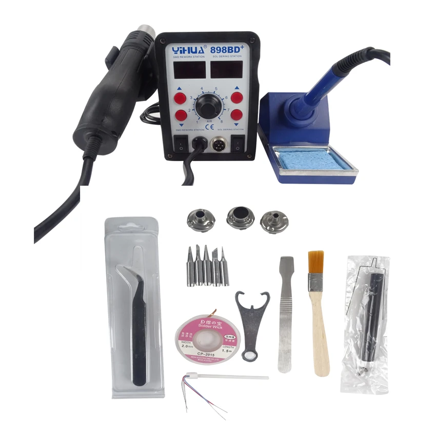 2 In1 Rework Station Hot Air Gun + Solder Iron SMD Hot Iron  Soldering Station  898BD+