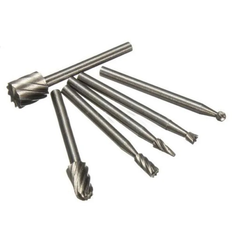6pcs/set HSS Rotary Burrs Files Milling Cutter Router Bits Set Multifunctional Tool Accessories