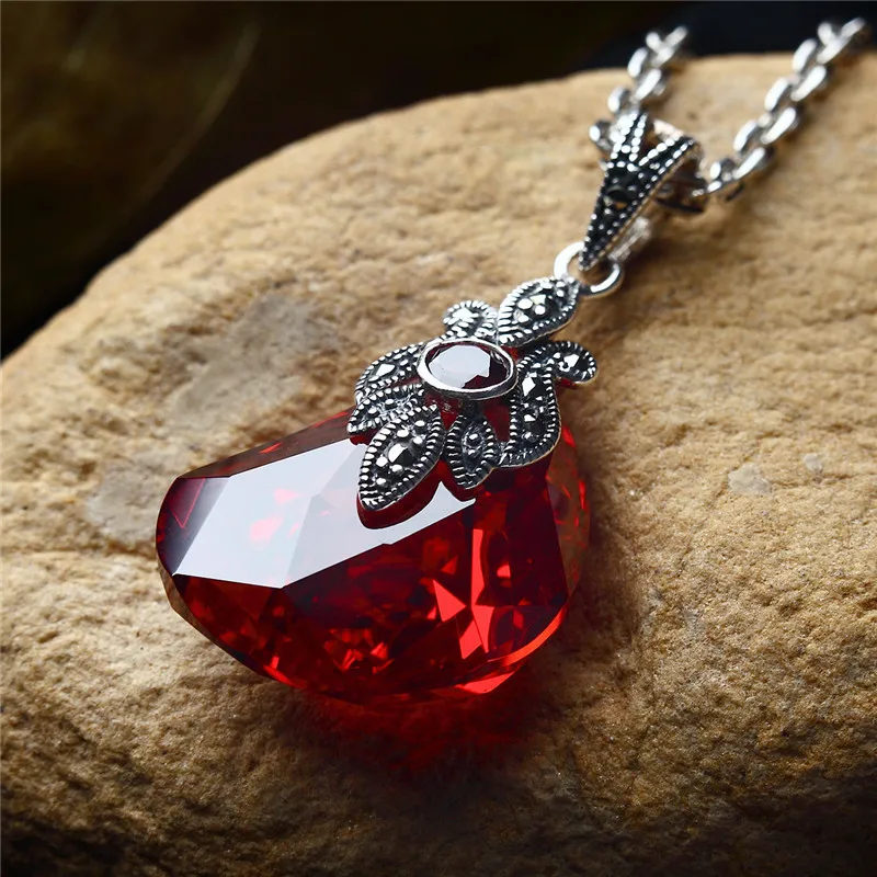 925 Sterling Silver Pendant Fashion retro red red sweater pendant children