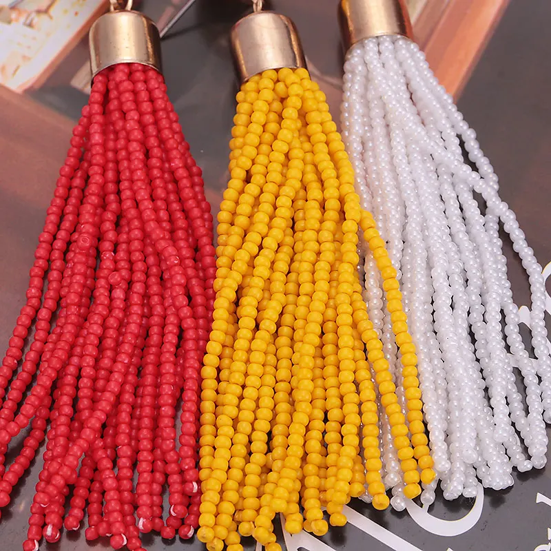 Sehuoran Tassel Earrings Pendientes Mujer Moda 2018 Brinco Glass Beads Pendientes Bohemian Wedding Earrings Fashion Jewelry