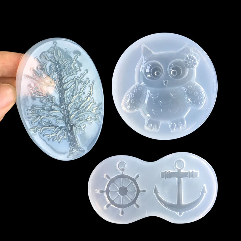 Tree owl anchor ship rudder Necklace pendant Silicone Mold Resin Silicone Mould handmade DIY Jewelry Making epoxy resin molds