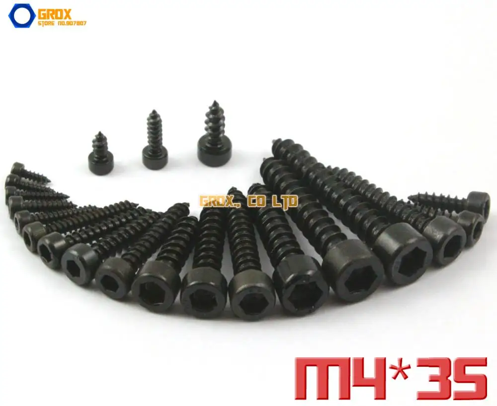 50 Pieces M4 x 35mm 8.8 Grade Alloy Steel Hexagon Socket Cap Head Self Tapping Screw Model Screw