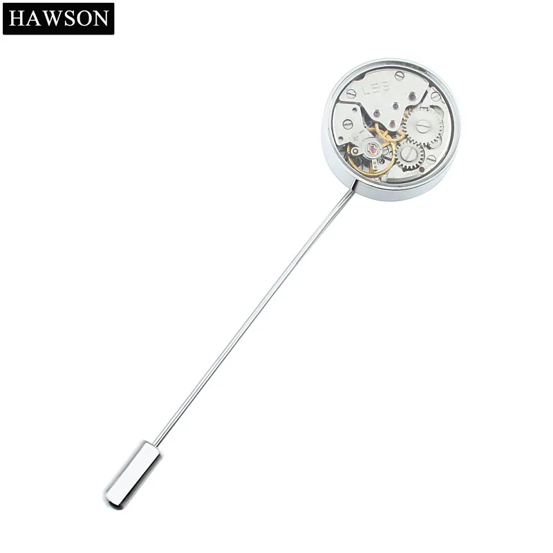 HAWSON Non-Movement Brooch Pin Metal Silver Color Round Romantic Lapel Pins Free Shipping