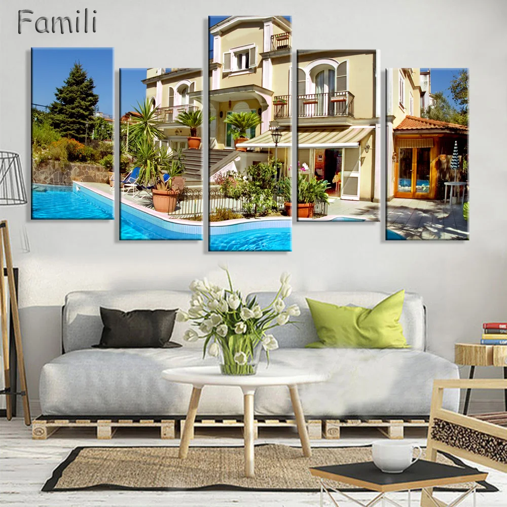 5Panel Living room bedroom home wall decoration fabric poster city lake mountains misurina lake auronzo di cadore veneto italy