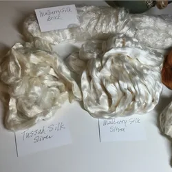 wholesale natural silk roving 100% silk top fiber for scarf  500g/4balls/lot