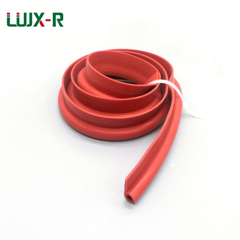 LUJX-R 1M Silicone P type Strip Door Oven Window Sealing Strip Red VMQ 9 Shape Weatherstrip High Temperature Silicone Rubber Bar