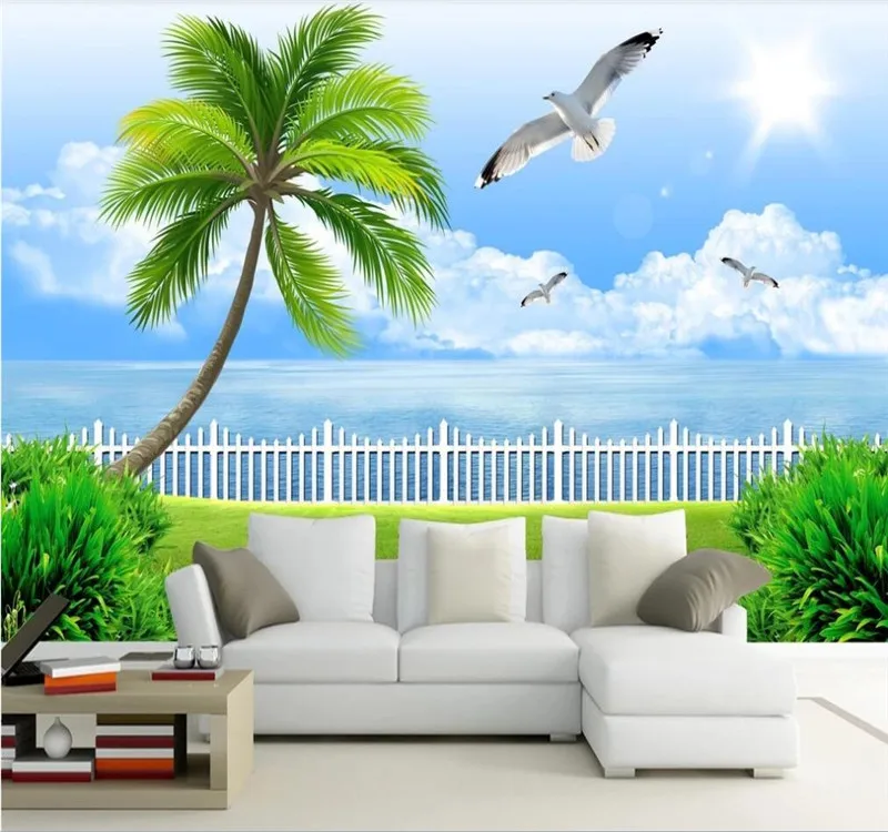 

Custom wallpaper 3D stereo sea view living room TV background wall painting high quality waterproof material