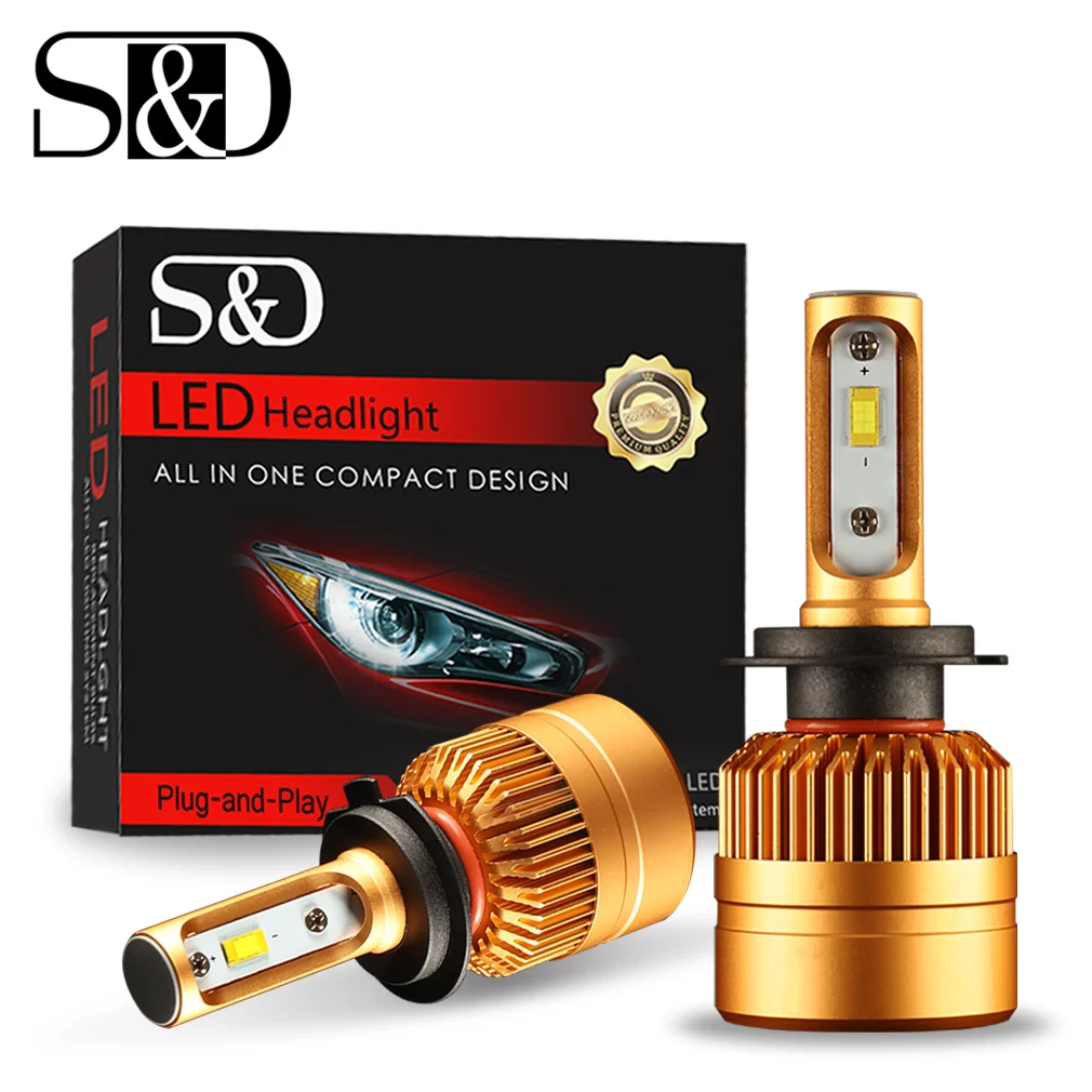 

S&D 2Pcs H7 LED Car Headlights Bulb Kit 50W 8000lm Auto Front Light H7 Fog Light Bulbs 6500K 12V 24V Led Automotive Headlamps