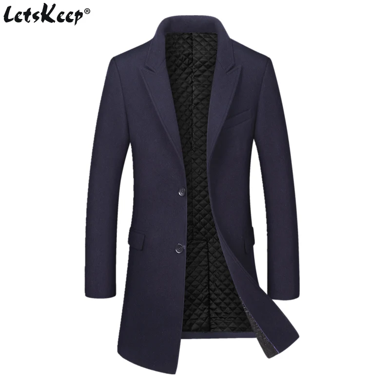 

Letskeep Winter Long Wool Overcoat Men Turn-down Collar Blends Peacoat Mens Thick Business Woolen Classic coat Big size, MA535