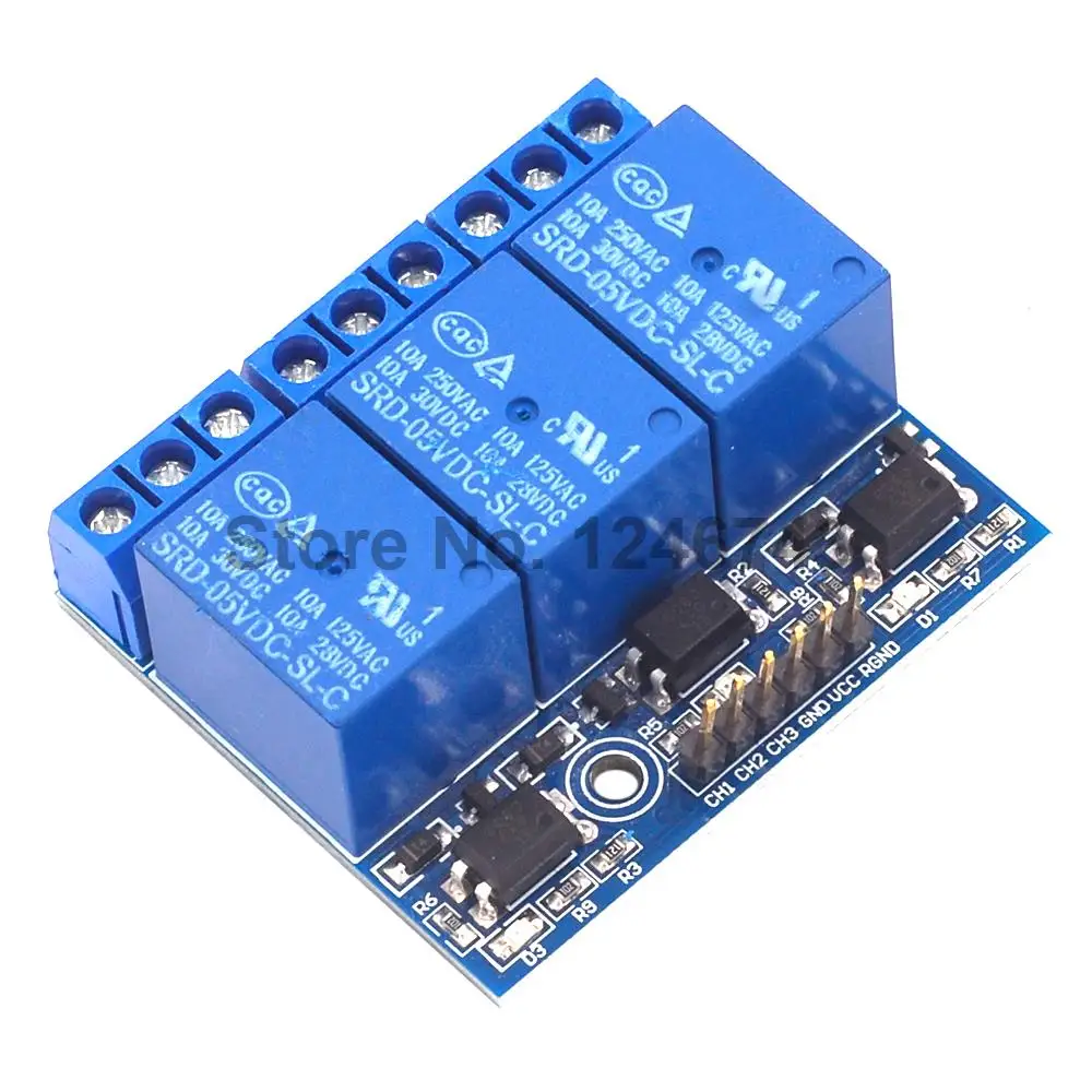 3 Channel Relay Module With Optocoupler Isolation Compatible 3.3V 5V Signal High-voltage Relay