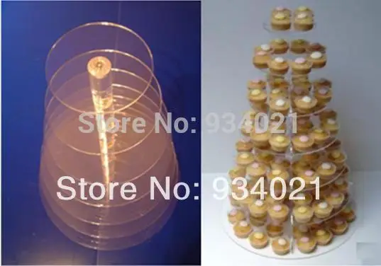 

Free Shipping 7 Tier Round Assembled Acrylic Cake Stand, Acrylic Perspex Cupcake Display wedding decoration