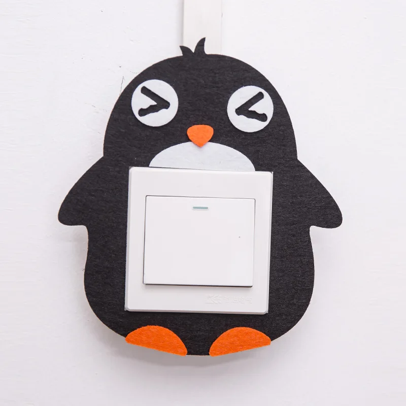 Cartoon Animals Felt Hollow-out Switching Sticker Cute Home Decoration Wall Decals Affixed Hollow Switch Socket Decor No Glue