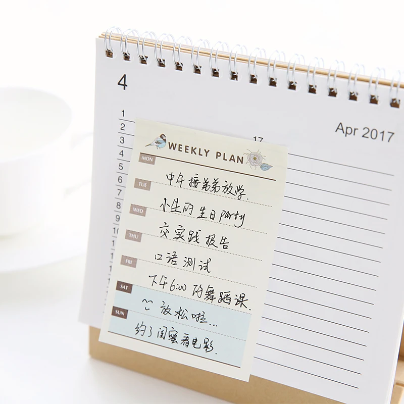 60sheets/pack Kawaii Birds Flowers Monthly Weekly Check List Mini Memo Notes Office School Home Diary To Do Memo Pad