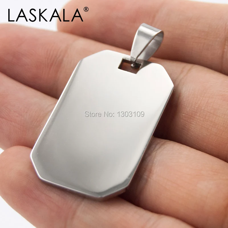 10pcs DIY  Jewelry Rectangle Square Dog Tags Pendant burnish Mirror polished Stainless steel Necklace Pendants for men wholesale