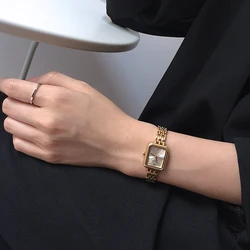 2019 Woman Square style small dial luxury waterproof Lady steel watch strap quartz Watch