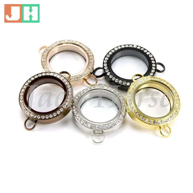 High quality 25mm twist locket different crystal locket 316L Stainless steel floating locket for bracelet