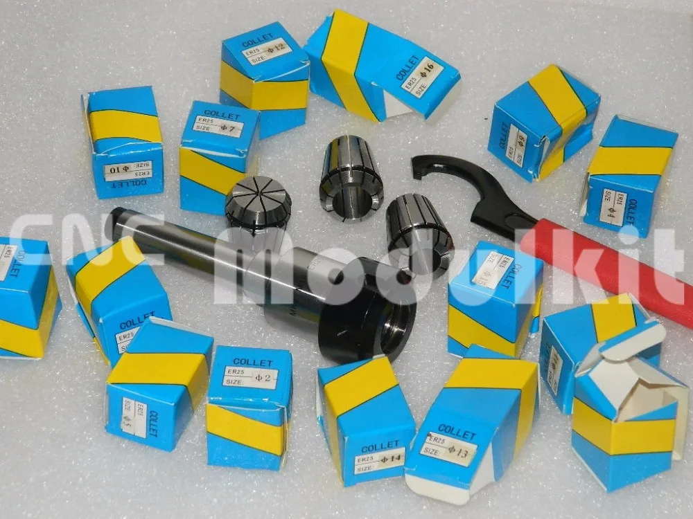 CNC MODULKIT Precision Tool Chuck ER25 DIN6499 Collets Set 1-16mm & 3.175mm & 6.35mm 19pcs Work On Spindle Motor & Milling Lathe