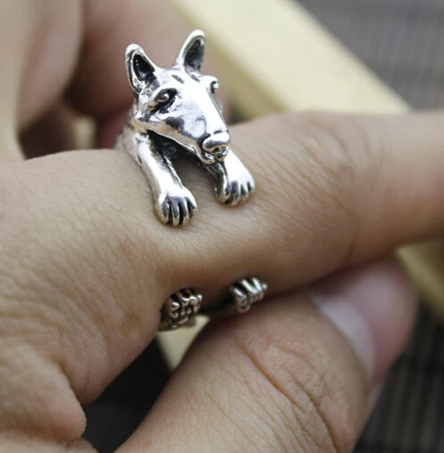 

wholesale cute Bull Terrier Ring free size cartoon animal Bull Terrier dog Ring jewelry 12pcs/lot