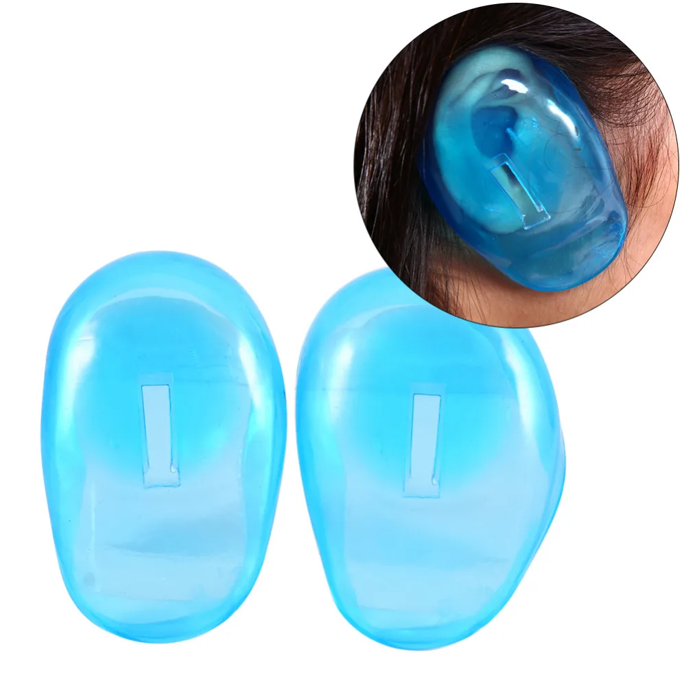 1Pair Clear Blue Ear Cover Anti Staining Plastic Guard Protects Earmuffs Hair Dye Salon Color Ear Care