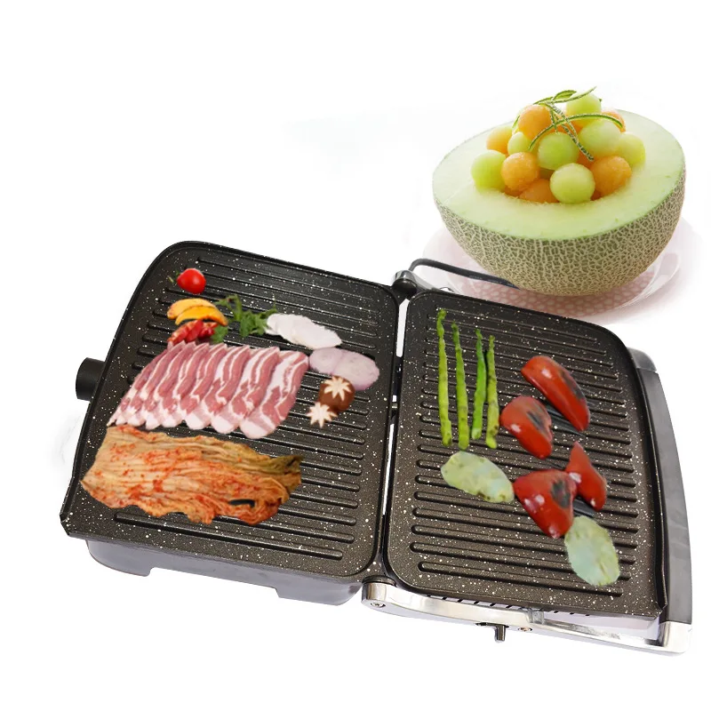 Electric Grill Machine BBQ Meat Roast Grill DIY Non-stick Pan Steak Sausage Barbecue Machine Smoke Free Grilling Machine