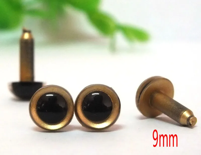 Miễn Phí Vận Chuyển!!!!!!!!! Vàng An Toàn Mắt Búp Bê Nhựa Đôi Mắt Với Máy Rửa --- 9Mm