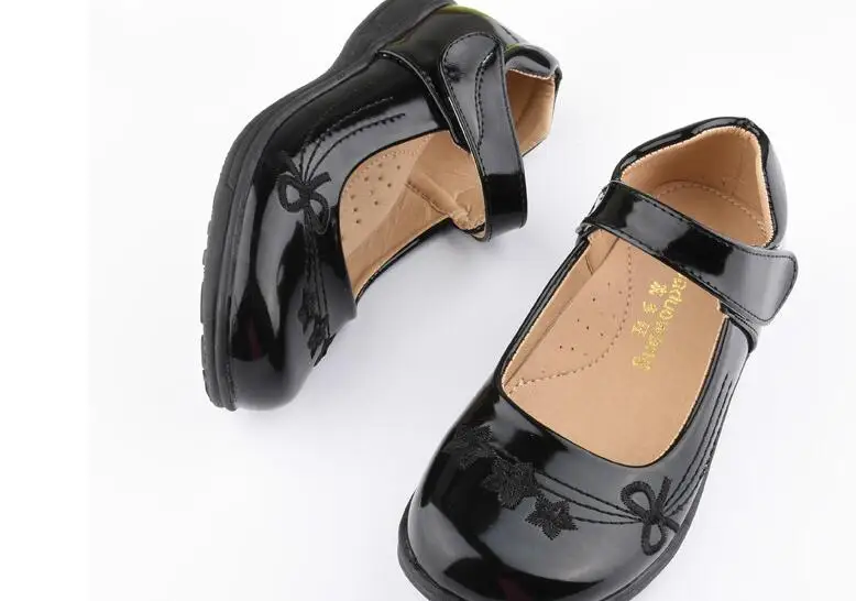 Black elegant Kids Baby Toddler Flower Children Wedding Party Dress Princess Leather Shoes For Girls School Dance Shoes 6-16y