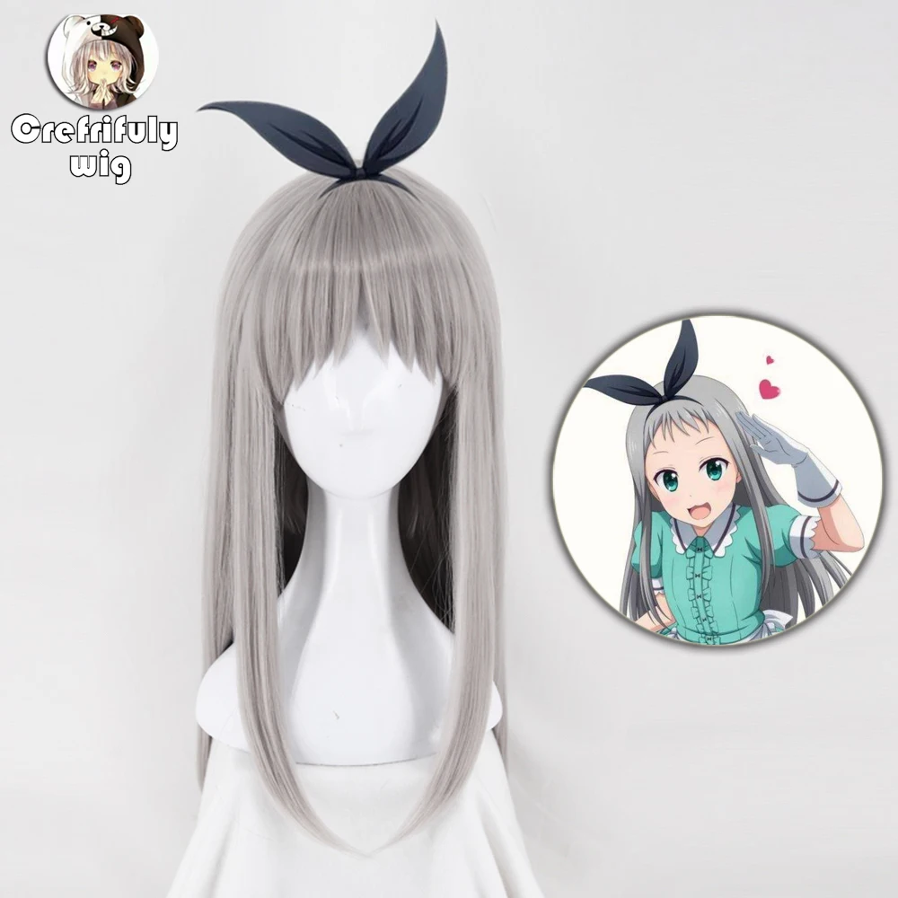 Japanese Anime Blend S Kanzaki Hideri Aus Straight Long Silver gray Cosplay Wig Halloween Costume Play Wigs For Women + Wig Cap