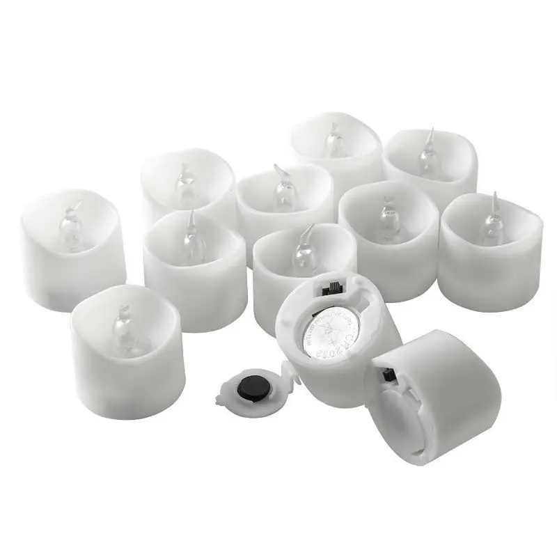 24pcs Battery operated LED Candle tealight Flameless Flicker wavy Tea Light W/Timer-6 hrs On 18 hrs Off F/Wedding Christmas Home