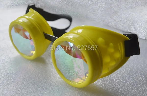 Yellow goggle kaleidoscope glasses steam punk kaleidoscope glasses