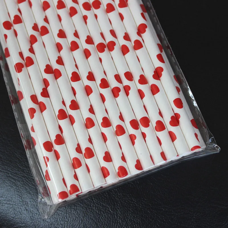 10000pcs Disposable Paper Drinking Straws Red Heart Juice Straws Wedding Party Decoration Event Supplies ZA6761