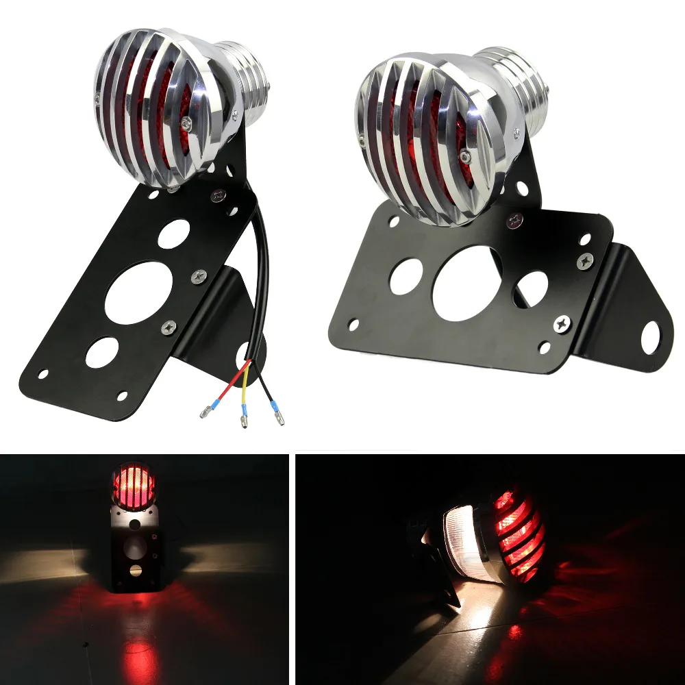 

Retro Cafe Grille Cover Taillight Brake Lamp Alex Mount CNC License Plate Bracket Light For Harley Yamaha Honda Bobber Criusers