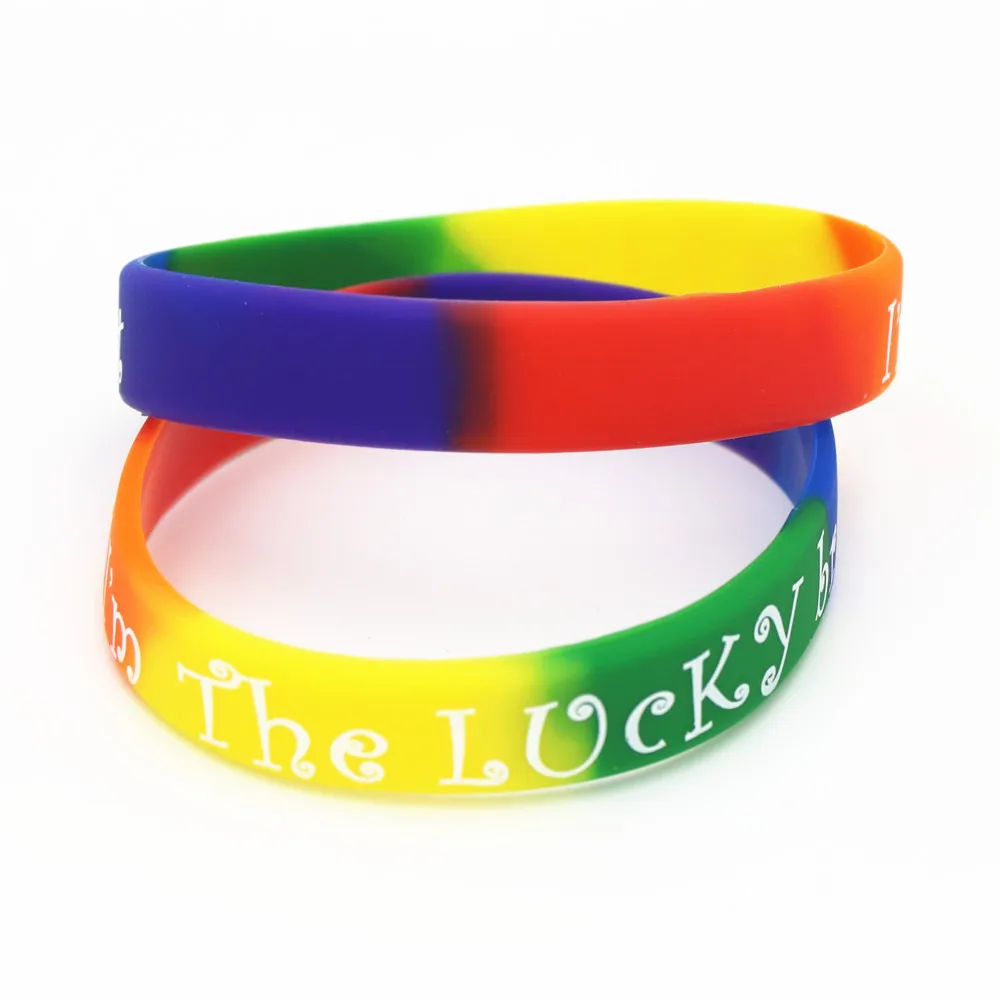 

50PC Fashion I'm the lucky bracelet Rainbow Color Silicone Wristband Sports Bracelets&Bangles Fashion Jewelry Adults Gifts SH171