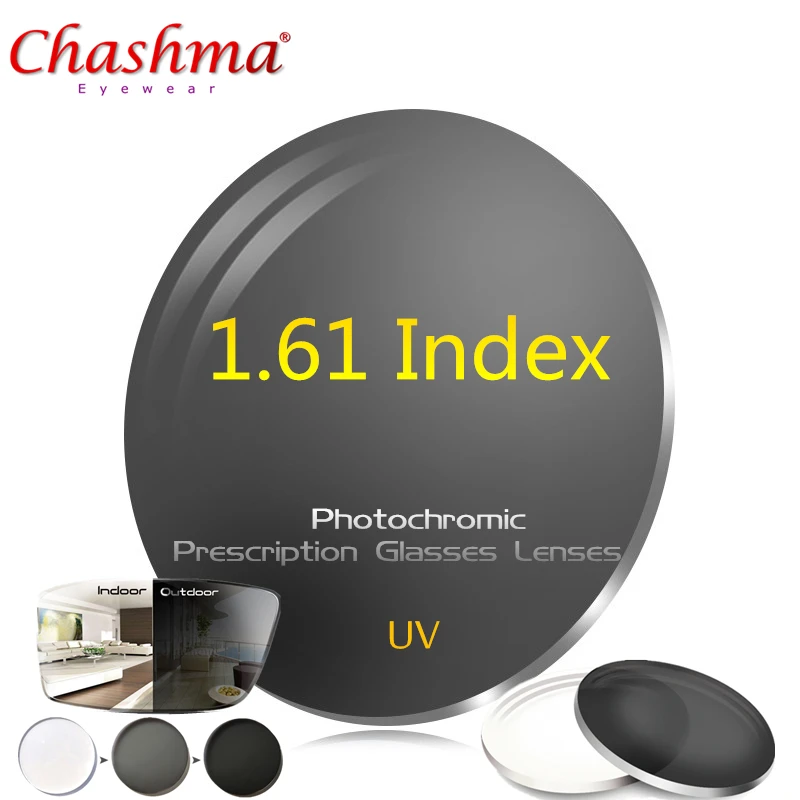 

CHASHMA 1.61 Index Photochromic Lens Prescription Eyeglass Lenses UV Glasses Photochromic lenses -0.5 -0.75 -1.0 -1.25 to -6.0