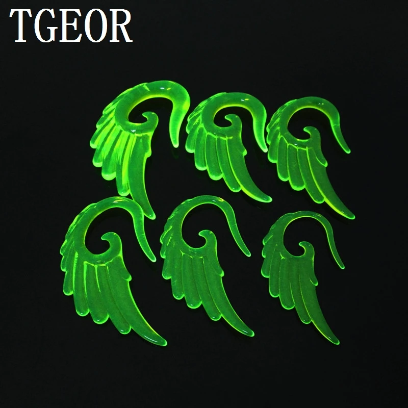 HOT 1 Pair mixed 6 gauges mixed clear colors Wing shape UV acrylic ear expander free shipping