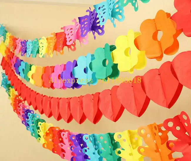 100pcs/lot Wedding Party Children's Day cartoon colorful paper garlands baby nursery decoration birthday party decoration