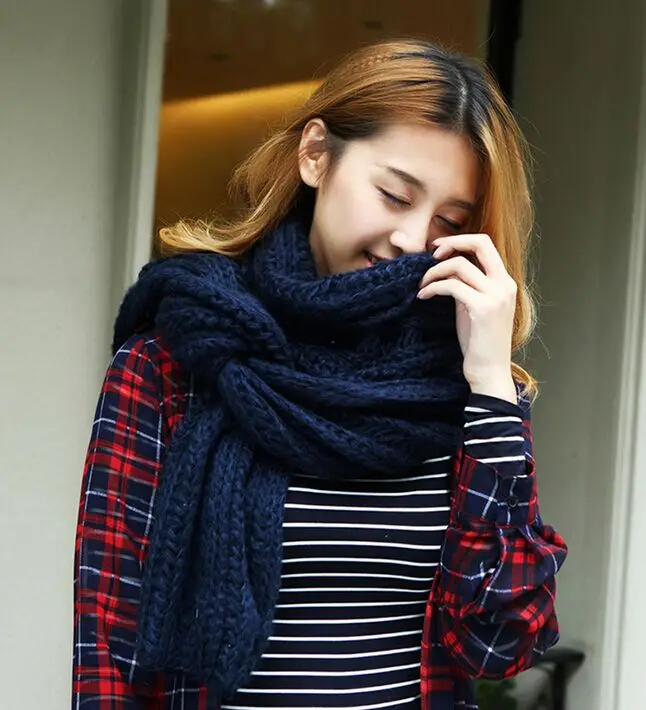

girl women solid knit Scarf Scarves Stole Neckerchief 290*40cm 12pcs/lot #3984
