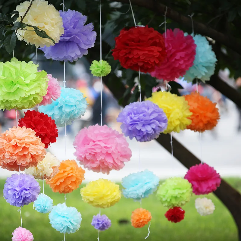 Sales Promotion 8\'(20cm) 1pcTissue Paper Pom Poms Wedding Party Decor Paper Flower For Wedding Decoration /Garden Supplies