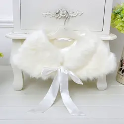 Solid Ribbon with the Same Soft Fur Shawl Wedding Flower Girls Shawl Cape Seven Color Free Size Kids Girl Birthday Party Wrap