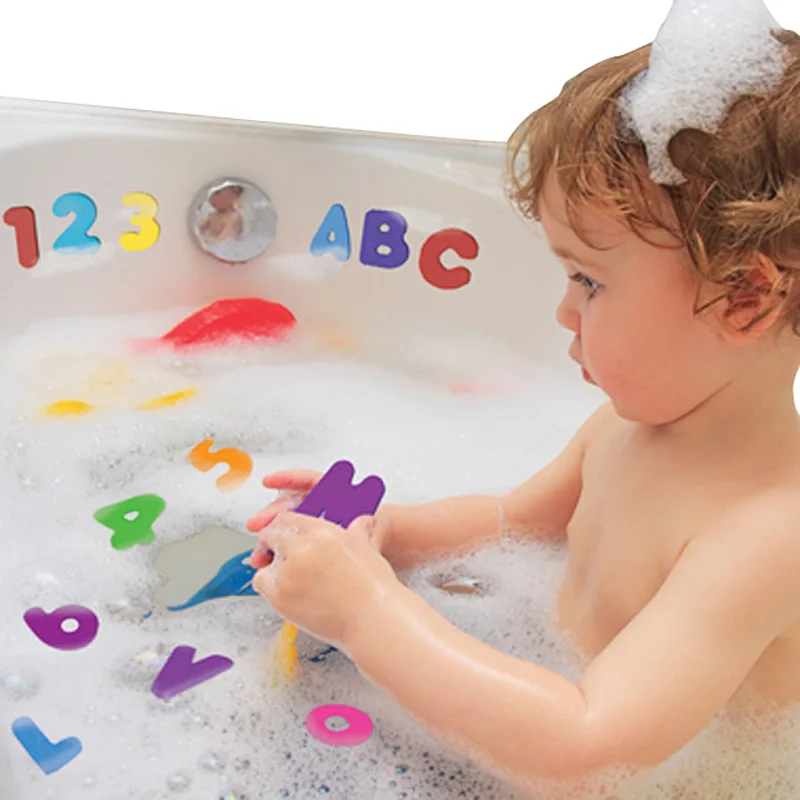 36Pcs Foam Letters Bathtub Bathroom Education Learning Toys Alphanumeric Total Bubble Stickers Children's Puzzle DIY Toy Set New