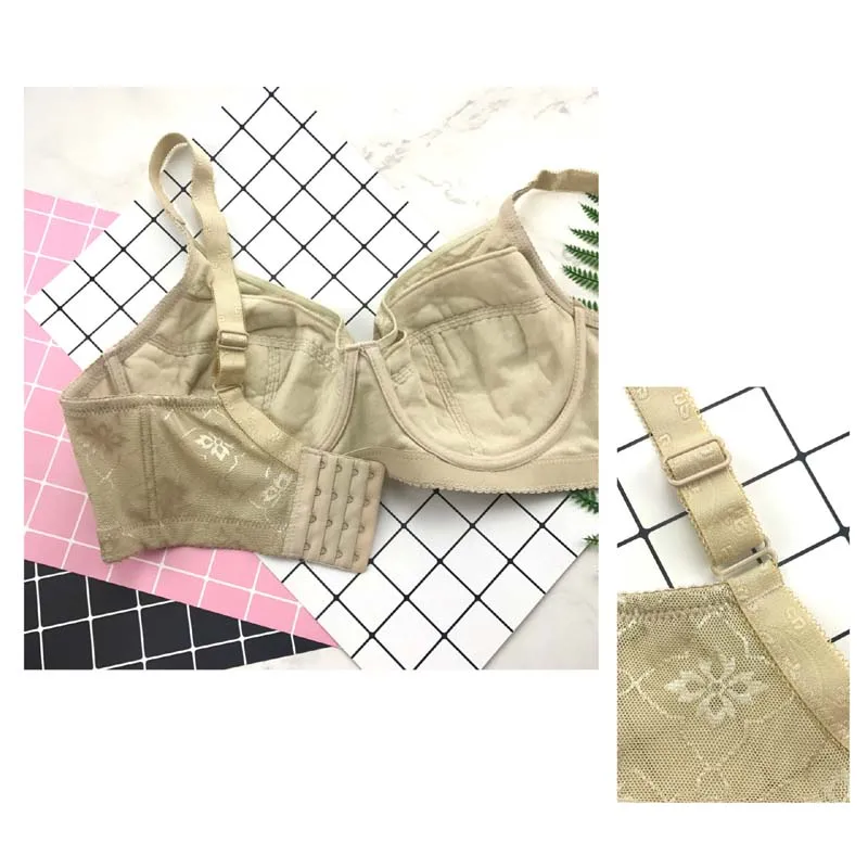 Khaki lace bra full coverage C D E F G cup brasssiere big breast Large bust bras 36-48 soft comfort Breathable push up bh C3204