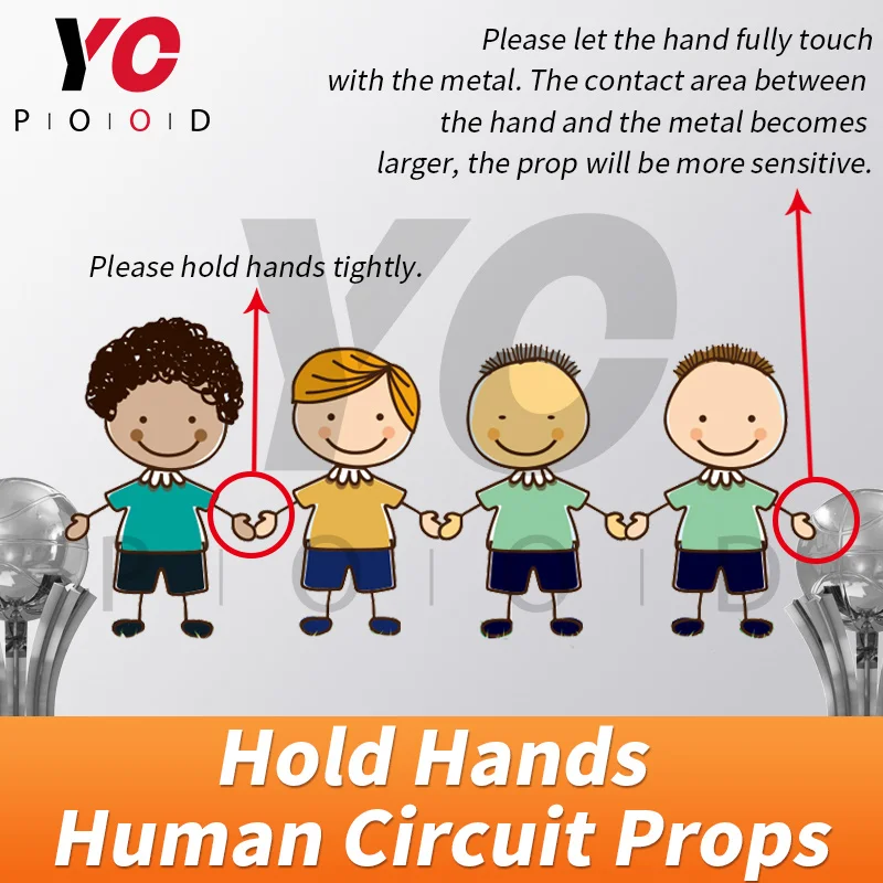 YOPOOD Human Circuit Prop Escape Room Hold Hands to Open 12V EM Lock Takagism Game hand in hand to unlock switch body bridge