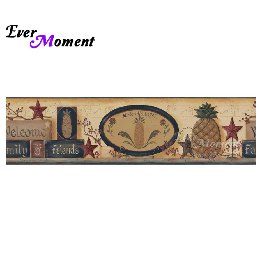 Ever Moment DIY Diamond Painting Cross Stitch Bless Our Home Pineapple Diamond Embroidery Full Mosaic Square Round Stones ASF819