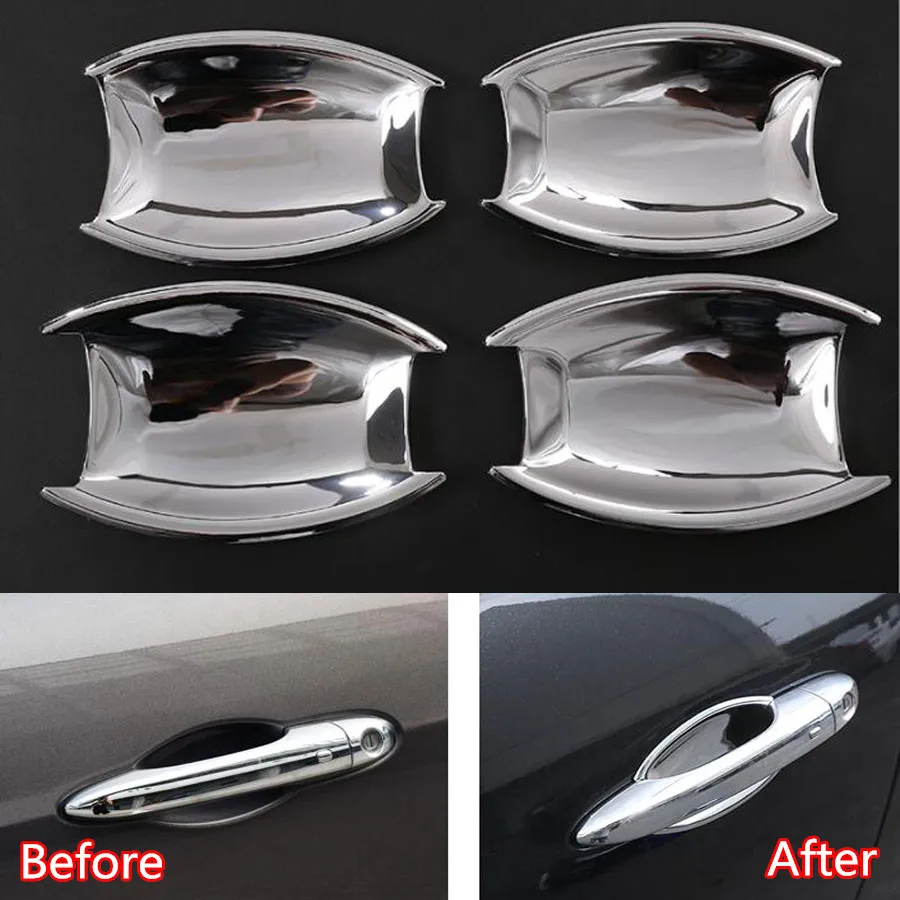 

YAQUICKA 4Pcs/set Car Exterior Door Handle Bowl Cover Trim Sticker Fit For Maserati Levante Car-styling Bright Silver