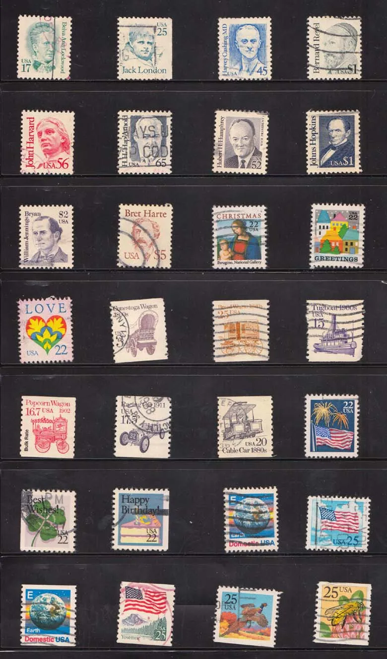 300 PCS/lot USA Vintage Postage Stamps with Post Mark Off Paper For Collecting , No Repeat , All different