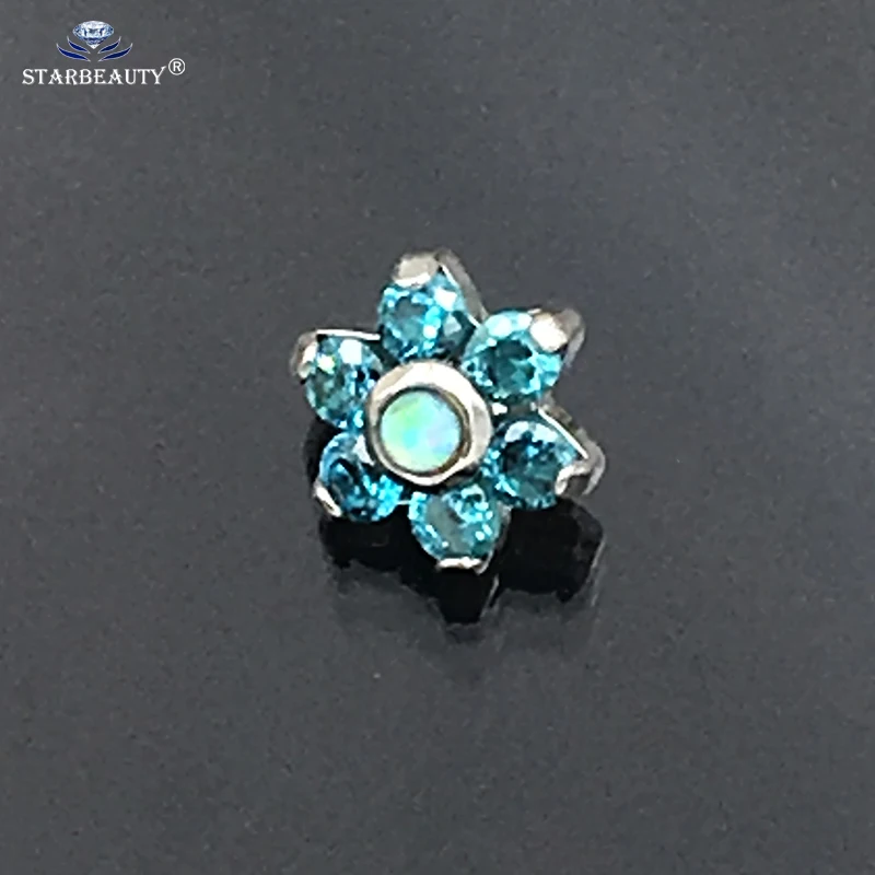 1Pc G23 Titanium Opal Gem Micro Dermal Piercings Dermal Anchor Top Piercings Skin Diver Top Piercing OMBLIGO Body Jewelry