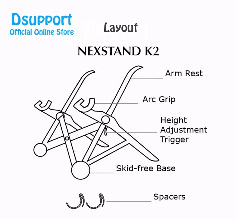 NEXSTAND-soporte plegable para ordenador portátil, ajustable, ergonómico, para oficina, K2