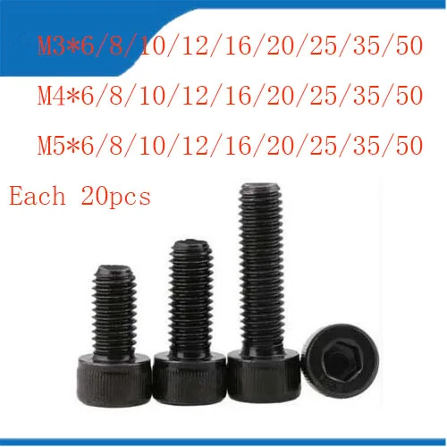 

Metric Thread DIN912 M3/4/5 Carbon Steel Hex Socket Head Cap Screw Bolts Brand New