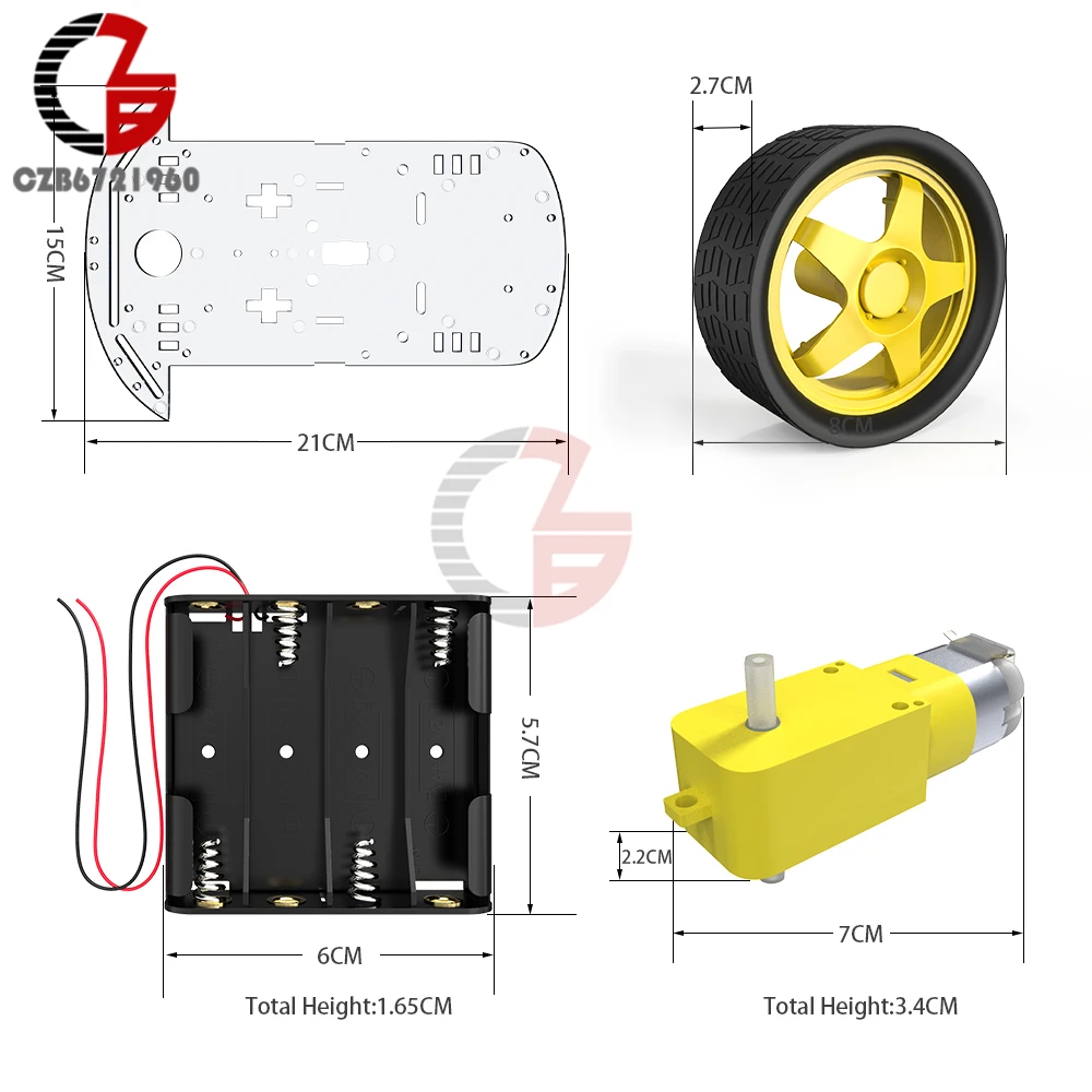 Smart Robot Car 2WD Motor Chassis Tracing Car Kits Speed Encoder with DC Motor Battery Box for Arduino Diy Kit