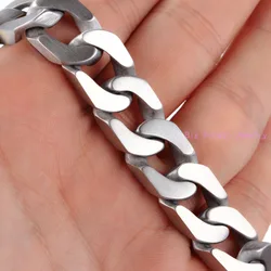 Heavy Huge Silver Color Cuban Curb Casting Link Chain Bracelet 316L Stainless Steel Cool Men Bangle Jewelry 12mm*22CM