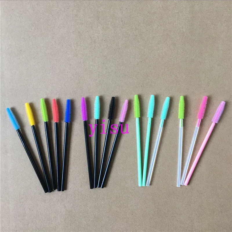 500pcs/lot professional 15 colors mascara wands applicator makeup brushes eyelash extension disposable silicone eyelash brushes